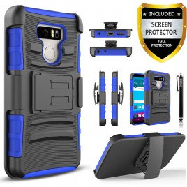 LG G6 Case, Dual Layers [Combo Holster] Case And Built-In Kickstand Bundled with [Premium Screen Protector] Hybird Shockproof And Circlemalls Stylus Pen (Blue)